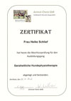 Zertifikat der Ausbildung zum Hundephysiotherapeut